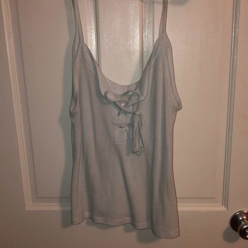 Light blue lace up tank top